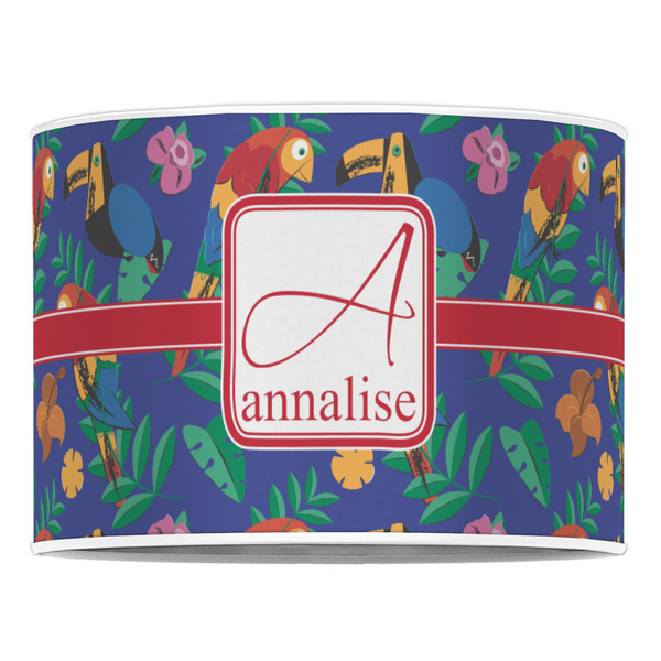 Parrots & Toucans 16" Drum Lampshade - FRONT (Poly Film)