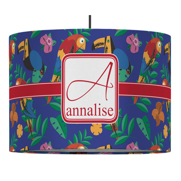 Custom Parrots & Toucans 16" Drum Pendant Lamp - Fabric (Personalized)