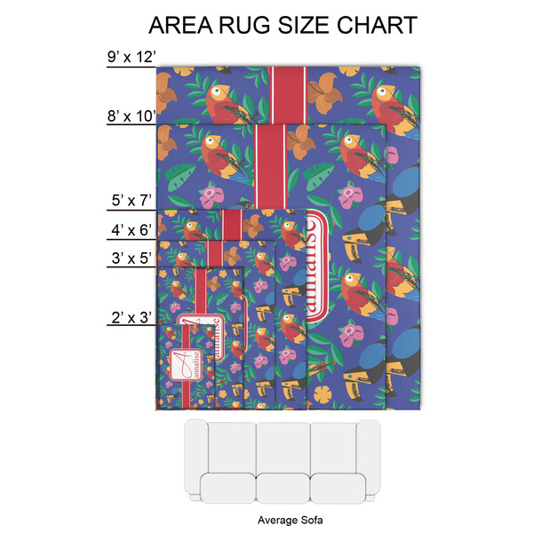 Parrots & Toucans 2'x3' Indoor Area Rugs - Size Chart