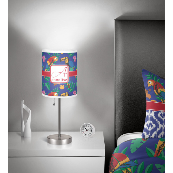 Parrots & Toucans 7 inch drum lamp shade - in room