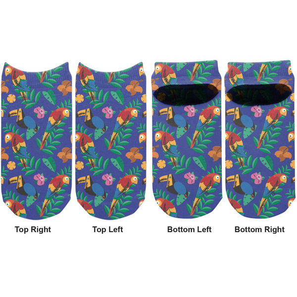 Parrots & Toucans Adult Ankle Socks - Double Pair - Front and Back - Apvl