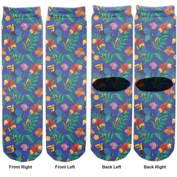 Parrots & Toucans Adult Crew Socks - Double Pair - Front and Back - Apvl