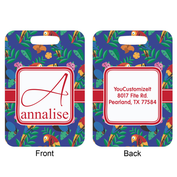 Parrots & Toucans Aluminum Luggage Tag (Front + Back)
