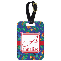 Parrots & Toucans Metal Luggage Tag w/ Name and Initial