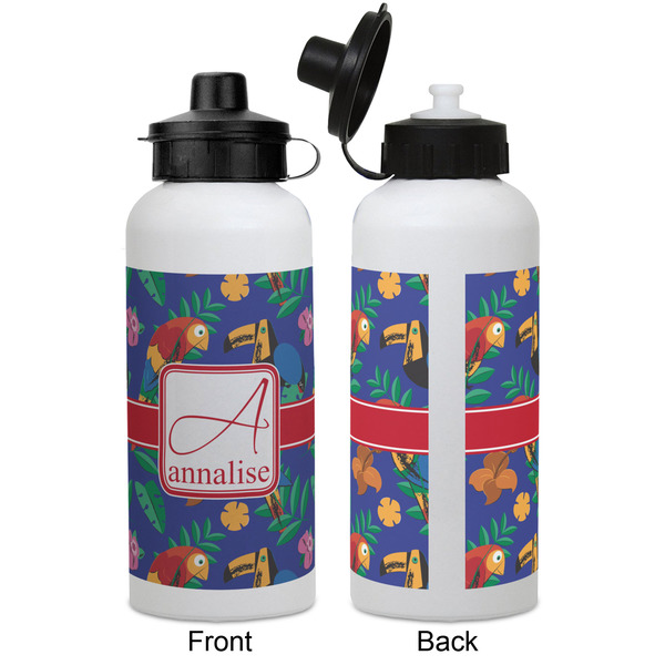 Parrots & Toucans Aluminum Water Bottle - White APPROVAL