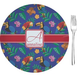 Parrots & Toucans 8" Glass Appetizer / Dessert Plates - Single or Set (Personalized)