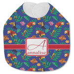 Parrots & Toucans Jersey Knit Baby Bib w/ Name and Initial