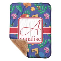 Parrots & Toucans Sherpa Baby Blanket - 30" x 40" w/ Name and Initial