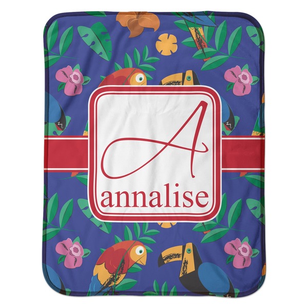 Parrots & Toucans Baby Sherpa Blanket - Flat