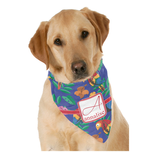 Custom Parrots & Toucans Dog Bandana Scarf w/ Name and Initial