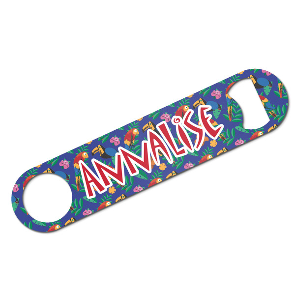 Custom Parrots & Toucans Bar Bottle Opener w/ Name and Initial