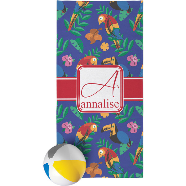 Custom Parrots & Toucans Beach Towel (Personalized)