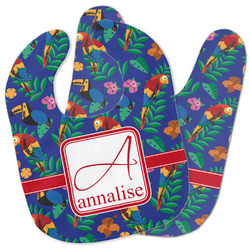 Parrots & Toucans Baby Bib w/ Name and Initial
