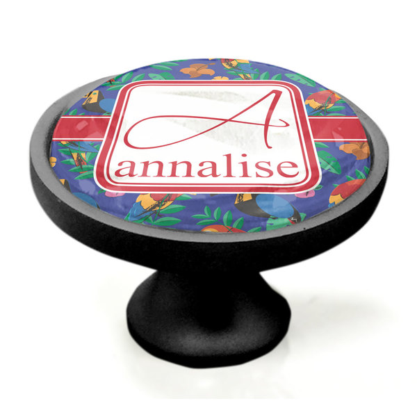 Parrots & Toucans Black Custom Cabinet Knob (Side)