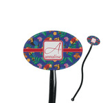 Parrots & Toucans 7" Oval Plastic Stir Sticks - Black - Double Sided (Personalized)