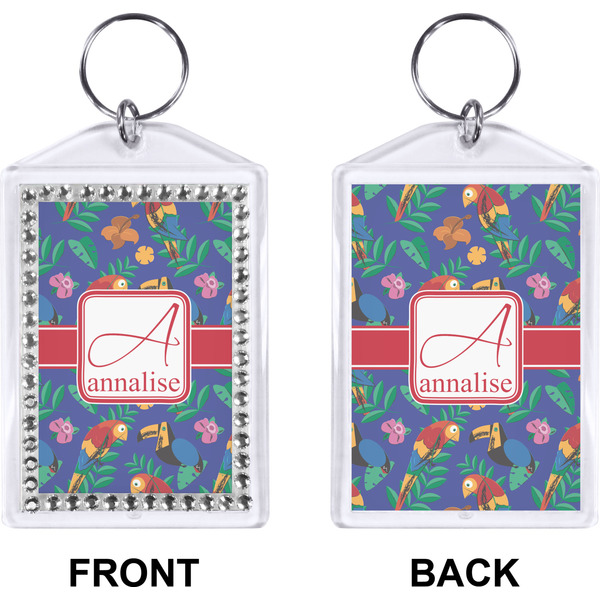 Parrots & Toucans Bling Keychain (Front + Back)