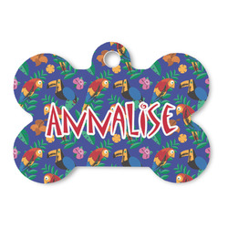 Parrots & Toucans Bone Shaped Dog ID Tag (Personalized)