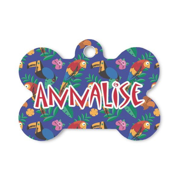 Custom Parrots & Toucans Bone Shaped Dog ID Tag - Small (Personalized)