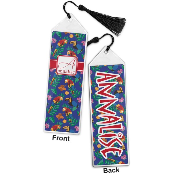 Parrots & Toucans Bookmark with tassel - Front and Back