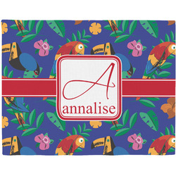 Parrots & Toucans Woven Fabric Placemat - Twill w/ Name and Initial