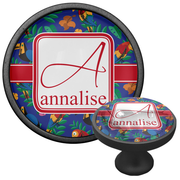 Parrots & Toucans Cabinet Knob - Black - Multi Angle