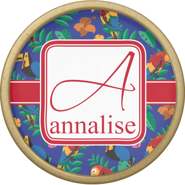 Parrots & Toucans Cabinet Knob - Gold - Front