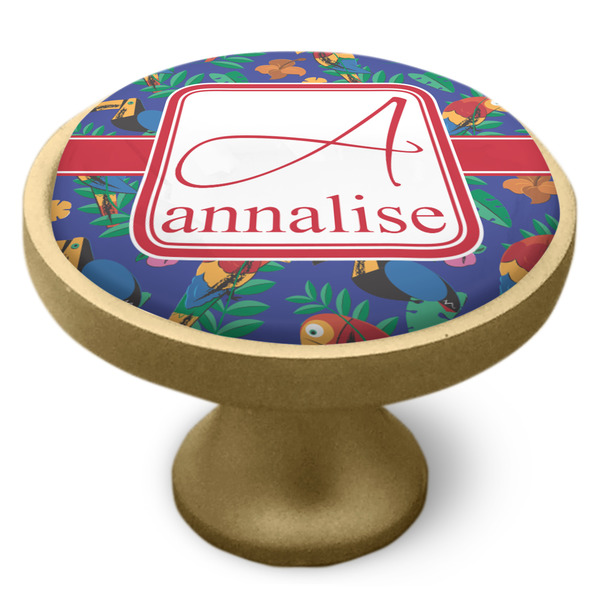 Parrots & Toucans Cabinet Knob - Gold - Side