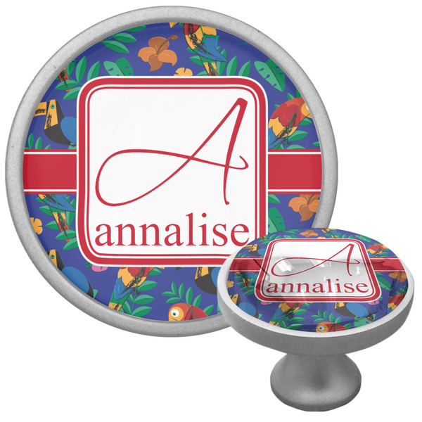 Custom Parrots & Toucans Cabinet Knob (Silver) (Personalized)