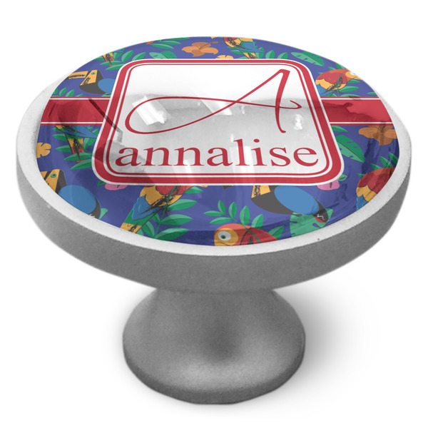 Parrots & Toucans Cabinet Knob - Nickel - Side