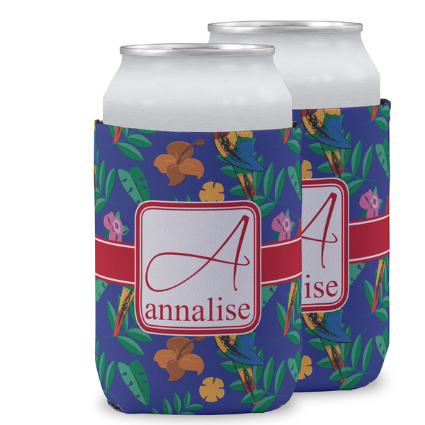 Custom Parrots & Toucans Can Cooler (12 oz) w/ Name and Initial