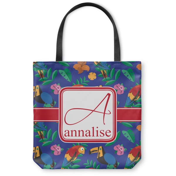 Custom Parrots & Toucans Canvas Tote Bag - Small - 13"x13" (Personalized)
