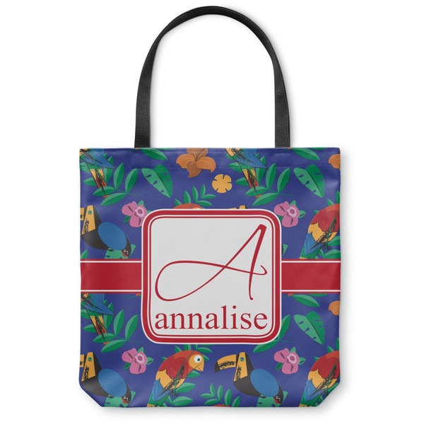 Custom Parrots & Toucans Canvas Tote Bag - Large - 18"x18" (Personalized)
