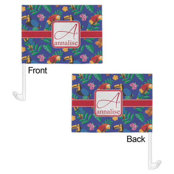 Parrots & Toucans Car Flag - 11" x 8" - Front & Back View