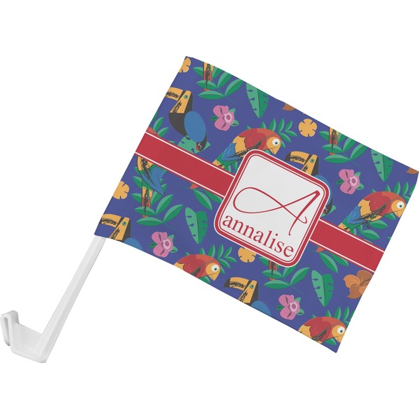 Custom Parrots & Toucans Car Flag - Small w/ Name and Initial