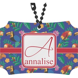 Parrots & Toucans Rear View Mirror Ornament (Personalized)