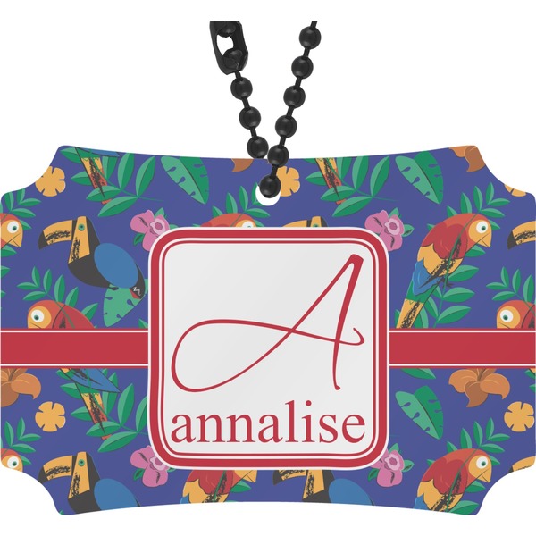 Custom Parrots & Toucans Rear View Mirror Ornament (Personalized)