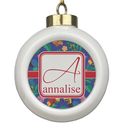 Parrots & Toucans Ceramic Ball Ornament (Personalized)