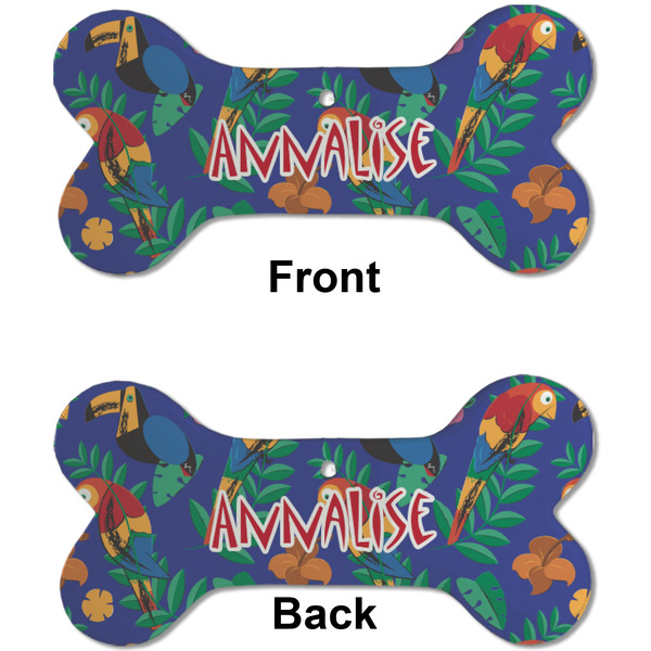 Parrots & Toucans Ceramic Flat Ornament - Bone Front & Back (APPROVAL)
