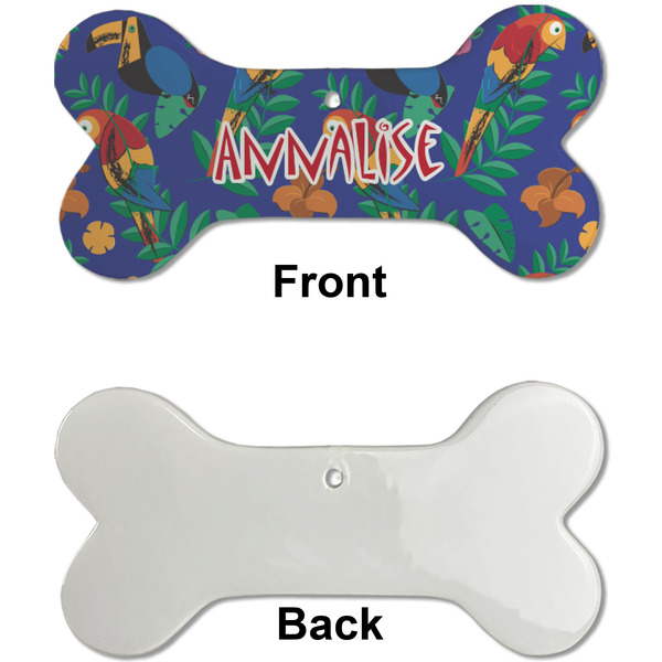 Parrots & Toucans Ceramic Flat Ornament - Bone Front & Back Single Print (APPROVAL)