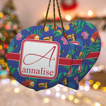 Parrots & Toucans Ceramic Ornament w/ Name and Initial