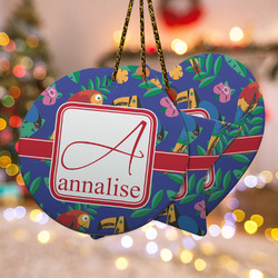 Parrots & Toucans Ceramic Ornament w/ Name and Initial