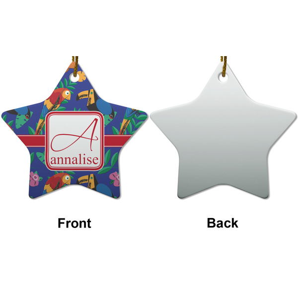 Parrots & Toucans Ceramic Flat Ornament - Star Front & Back (APPROVAL)