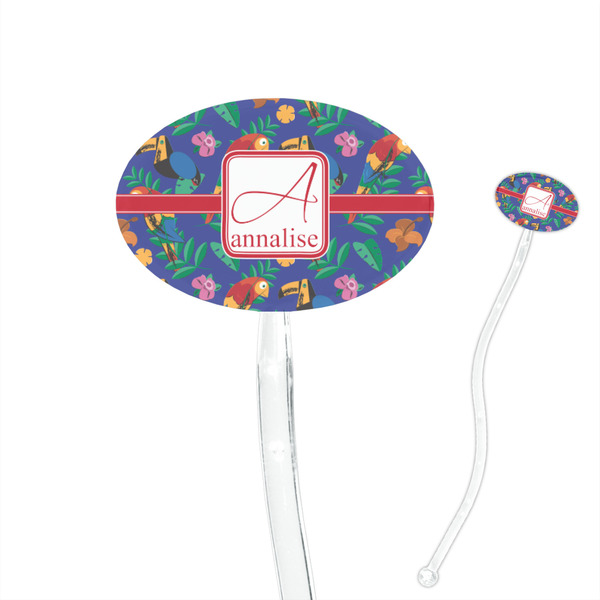 Custom Parrots & Toucans 7" Oval Plastic Stir Sticks - Clear (Personalized)