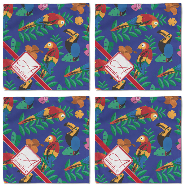Parrots & Toucans Cloth Napkins - Personalized Lunch (APPROVAL) Set of 4