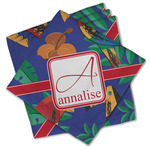 Parrots & Toucans Cloth Cocktail Napkins - Set of 4 w/ Name and Initial
