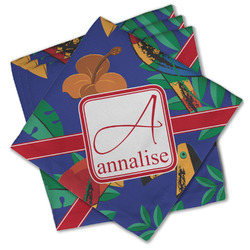 Parrots & Toucans Cloth Cocktail Napkins - Set of 4 w/ Name and Initial