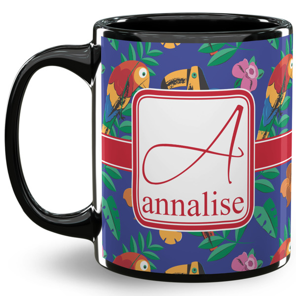 Custom Parrots & Toucans 11 Oz Coffee Mug - Black (Personalized)