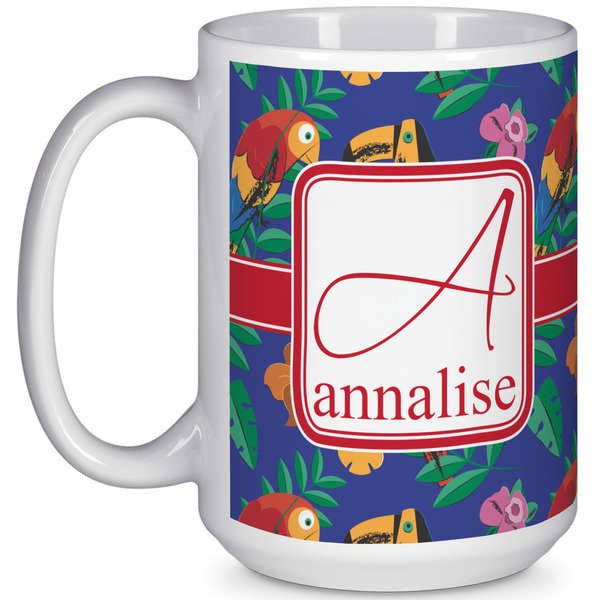 Custom Parrots & Toucans 15 Oz Coffee Mug - White (Personalized)