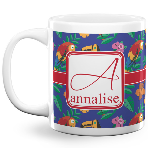 Parrots & Toucans Coffee Mug - 20 oz - White