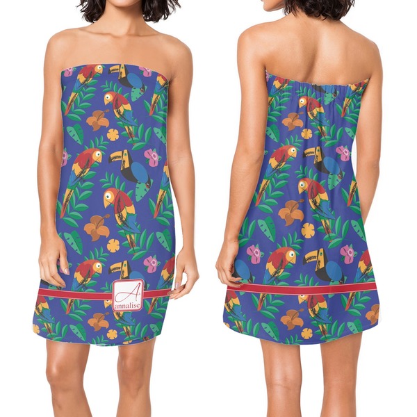Parrots & Toucans Custom Bath Wrap - Front & Back View